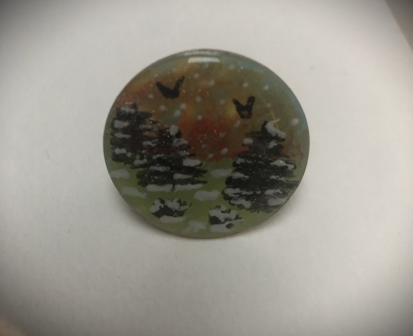 Bague paysage enneigé dessiné à la main